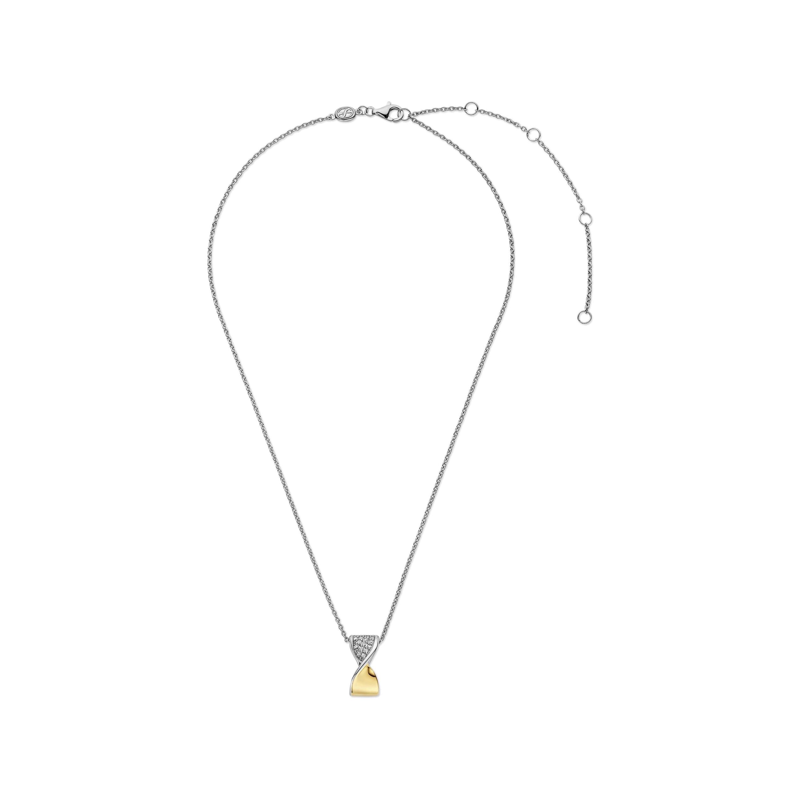 Tisento collier incl. hanger goud op zilver zirkonia 42cm - Afbeelding 4