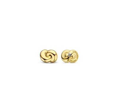 7898SY Tisento zilver-vergulde oorknoppen knoop - Afbeelding 3