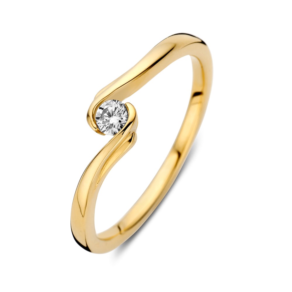 Excellent Geelgouden ring 0.11 H-SI diamant maat 56