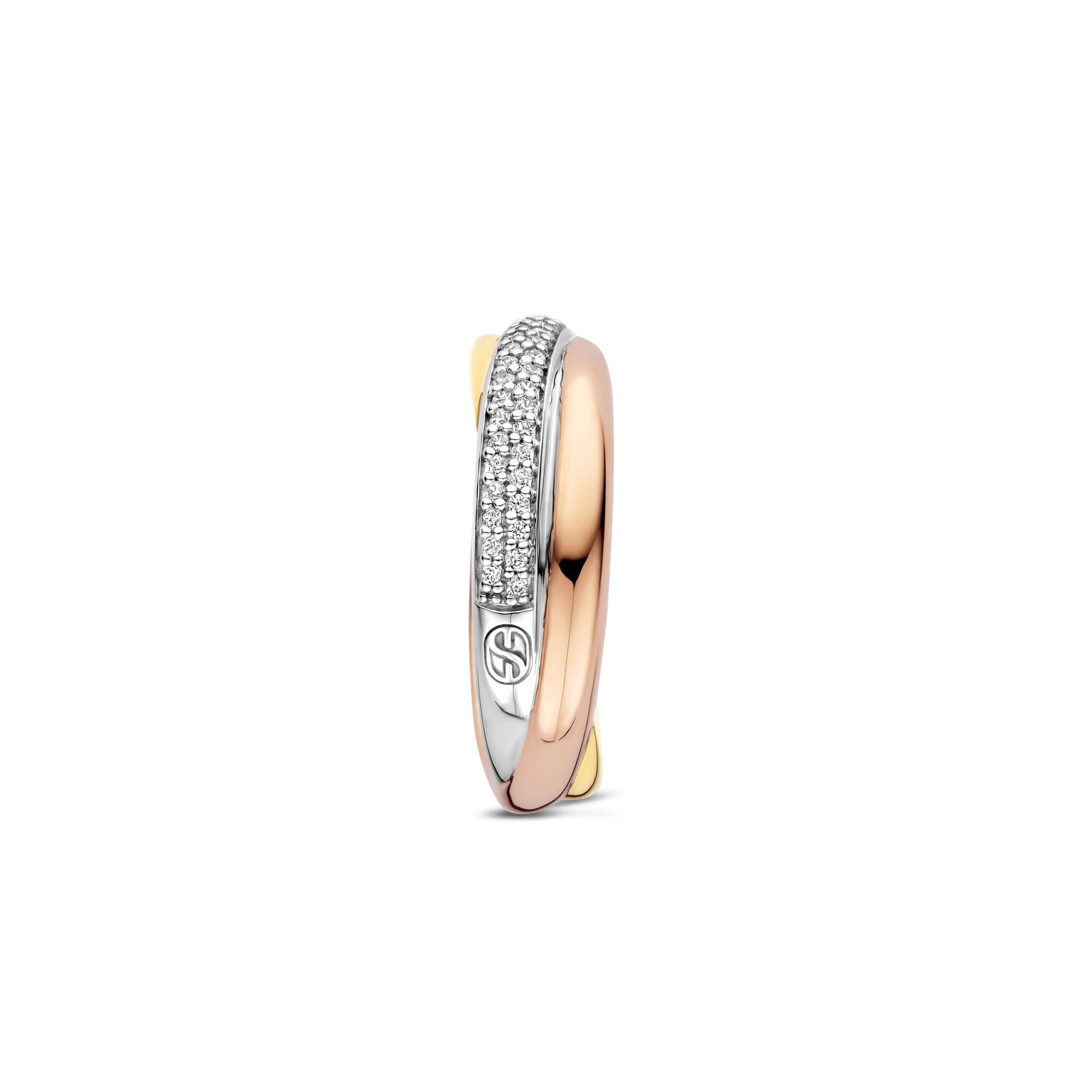 Tisento zilver ring tricolor zirkonia maat 58 - Afbeelding 2