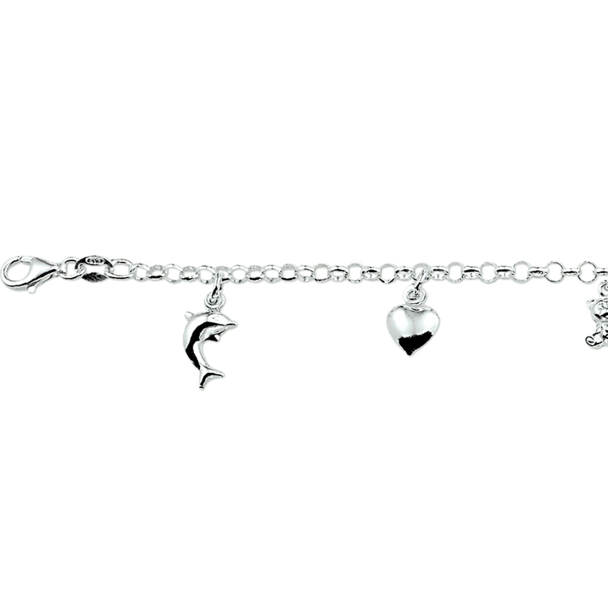 Zilveren bedelarmband 5 bedels 15cm