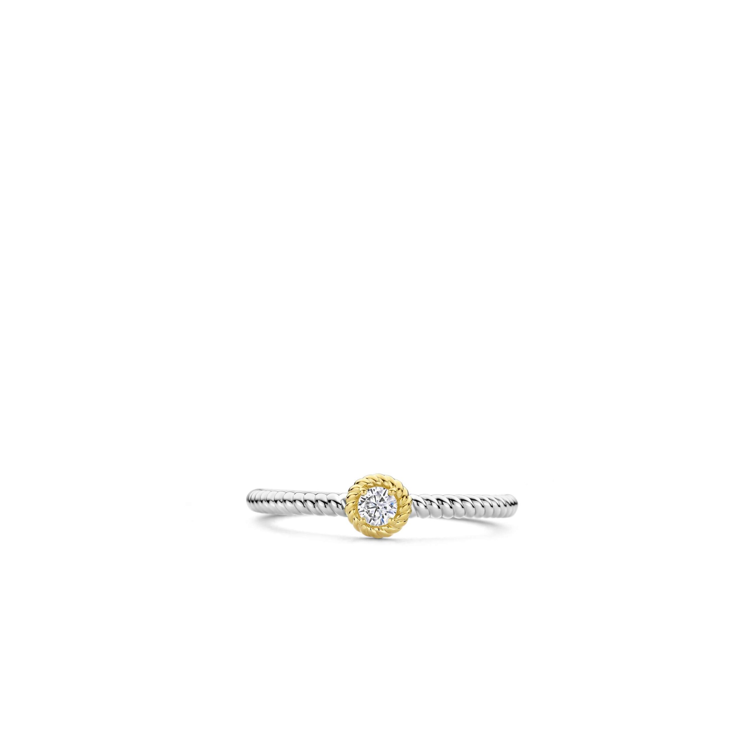 Tisento zilver verguld ring zirkonia maat 54 - Afbeelding 3