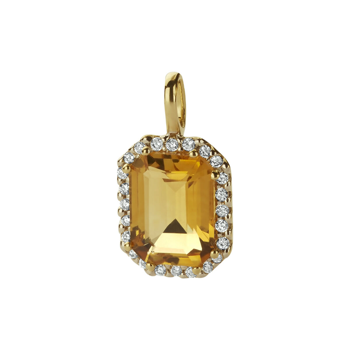 Geelgouden diamant 0.10ct citrien hanger