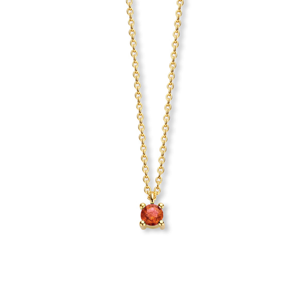 Geelgoud collier granaat januari 3,5mm 40-42-44 cm