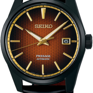 Seiko herenhorloge Presage staal leren band lim. edition zwart/rood
