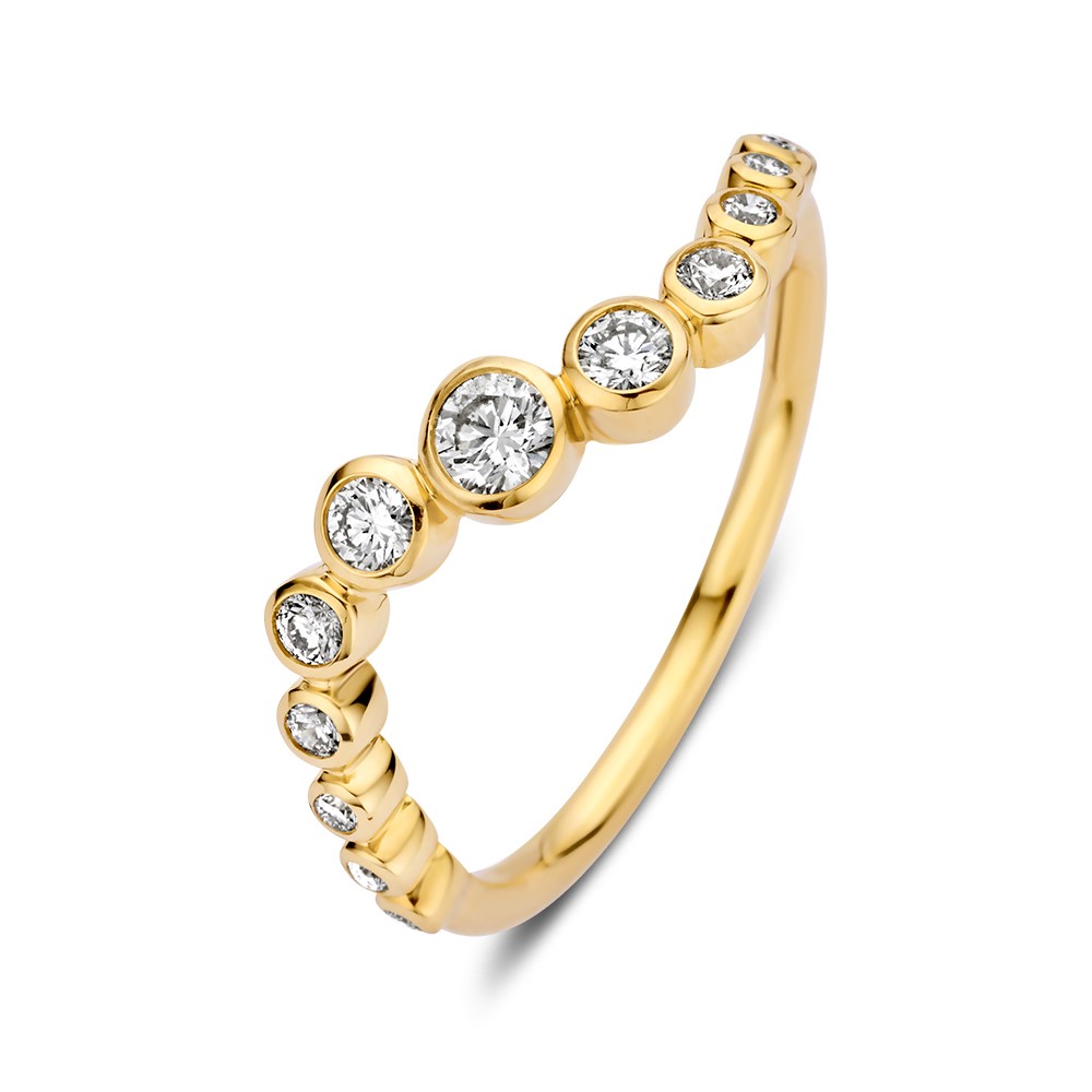 Excellent Geelgoud ring 0.37 H-SI diamant maat 56