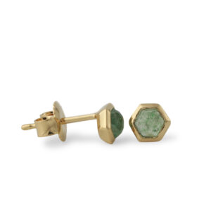 Campur goud op zilver oorknoppen Groene kwarts