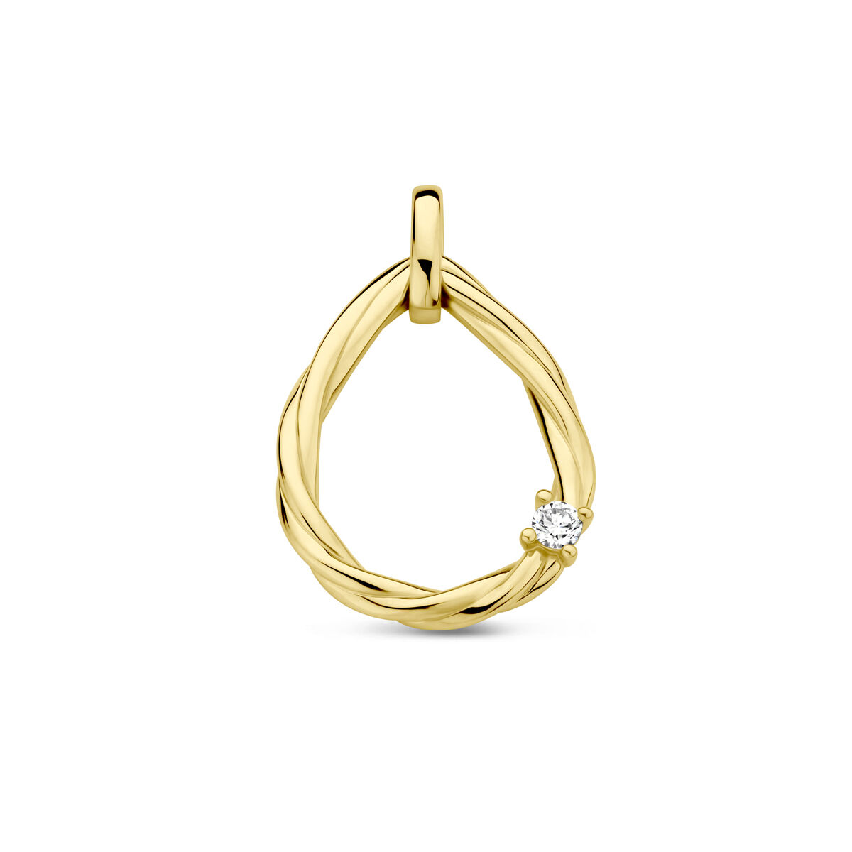 Geelgouden hanger met diamant 0.05ct h SI