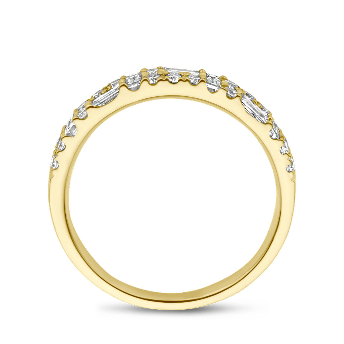 goud ring met baquette en briljant diamant 0.61HSI maat 17,25* - Afbeelding 3