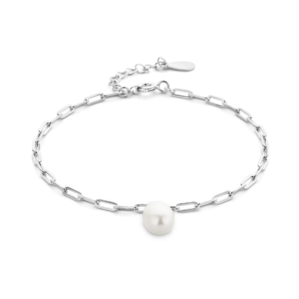 Zilveren armband parel 16-19cm*
