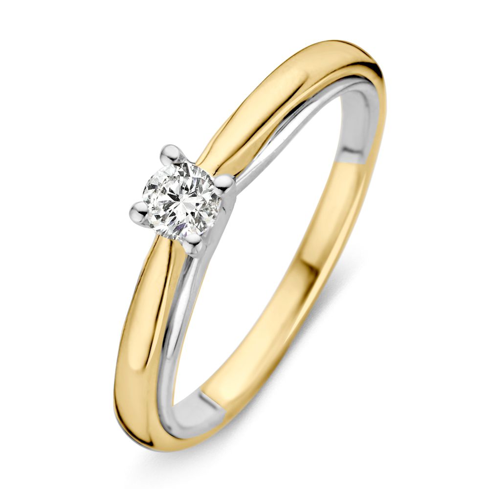 Excellent ring bi-color gouden diamant 0.19 H/SI maat 56