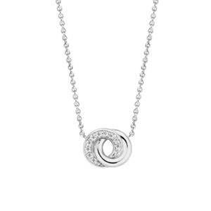 Tisento zilveren collier met zirkonia 42cm