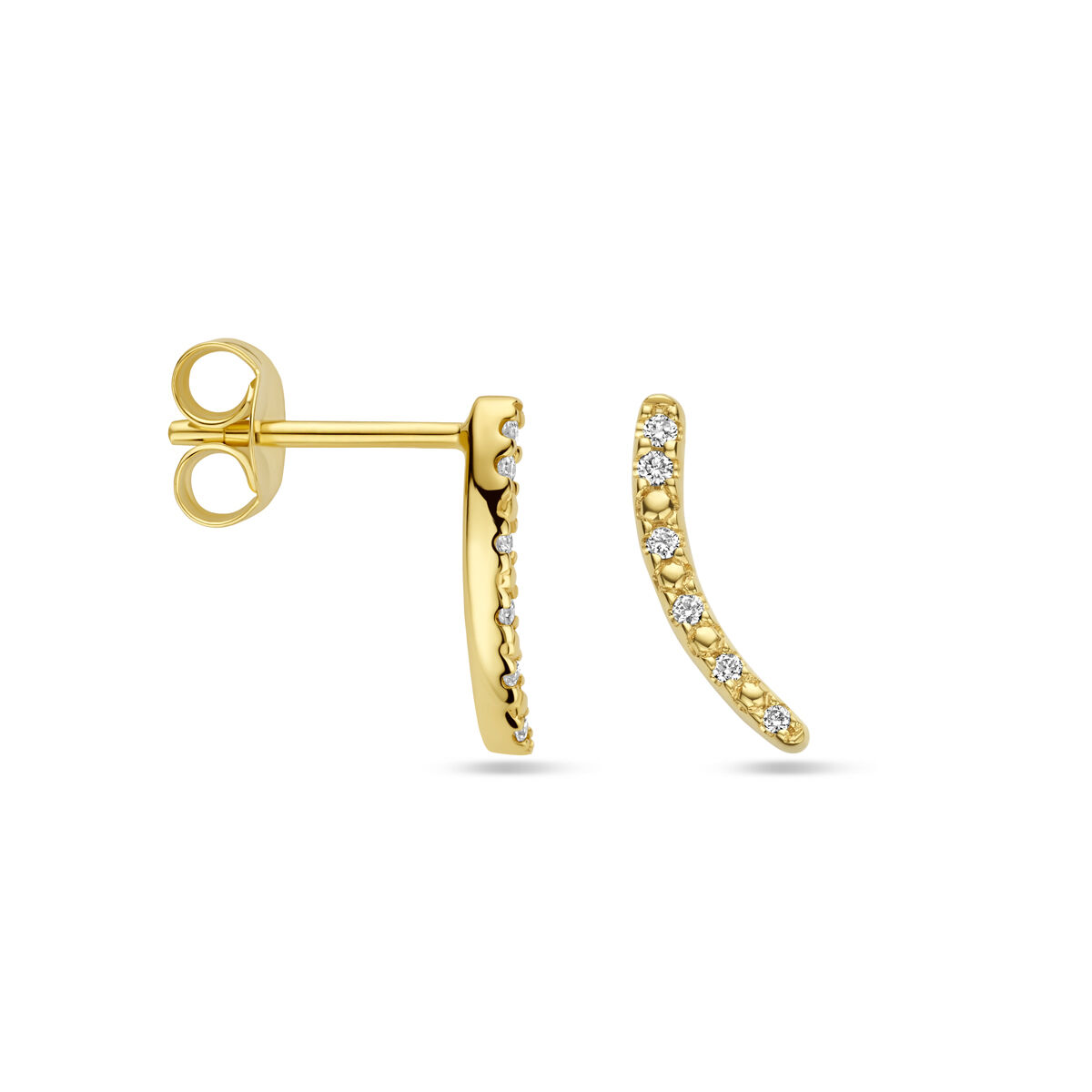 Geelgouden Oorstekers diamant 11x3mm 0.05ct H/SI