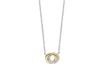Tisento goud op zilver collier met zirkonia 42cm