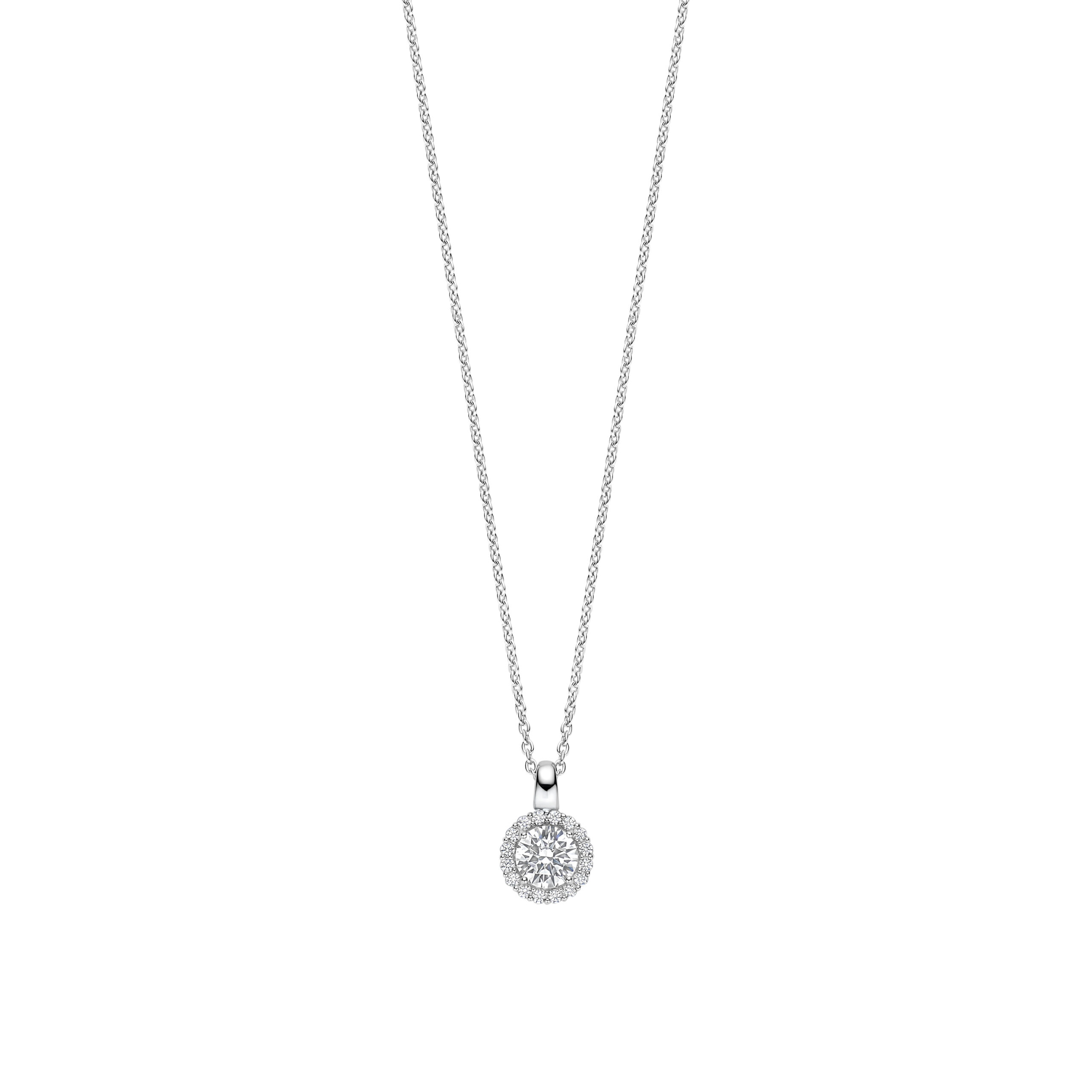 Zilveren collier met hanger zirkonia 42cm
