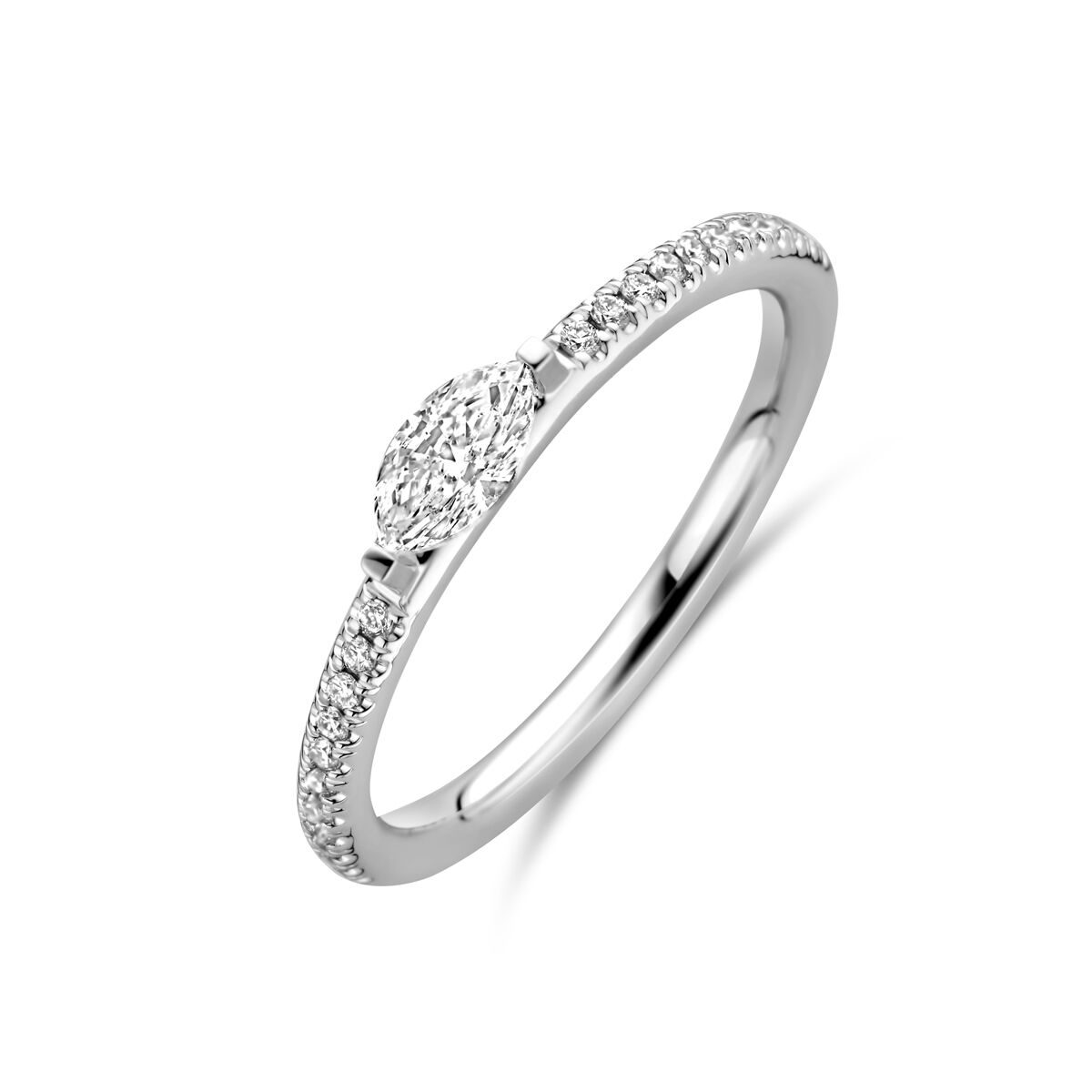 Witgouden ring met diamant 0.35 ct HSI maat 17,25