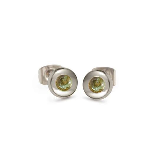 Boccia oorknoppen titanium met groen toermalijn