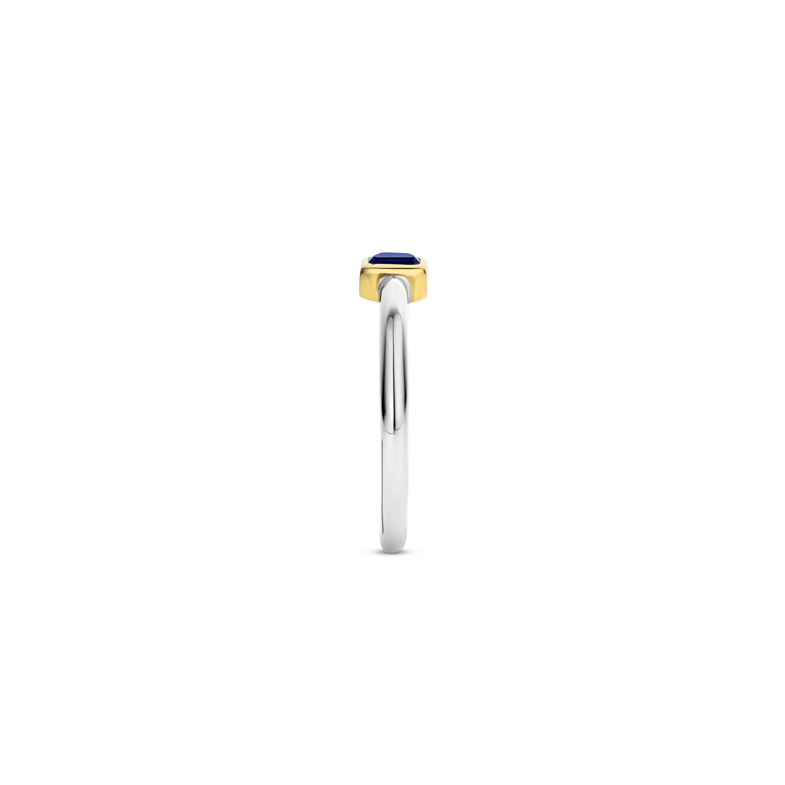 Tisento zilver verguld ring blauw zirkonia maat 56 - Afbeelding 2