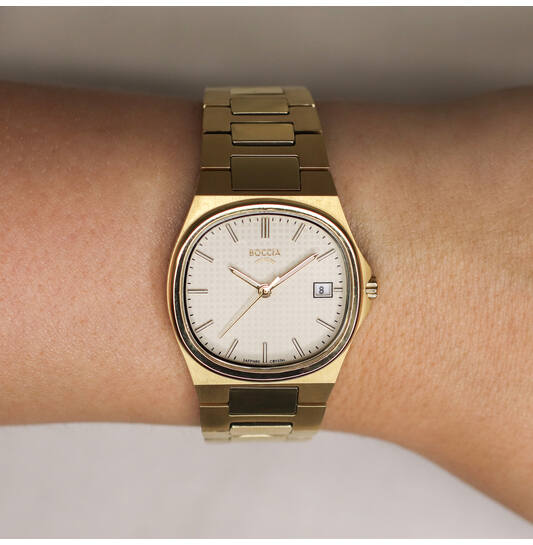 Boccia horloge titanium goudkleurig - Afbeelding 2
