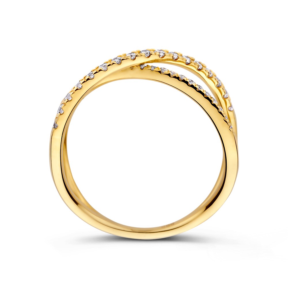 Excellent Geelgouden Crossover ring 0.30 H/SI diamant maat 56 - Afbeelding 2