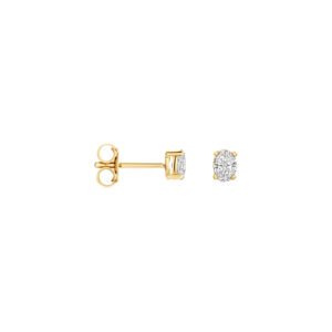 Blush Geelgouden oorknoppen ovaale LAB diamant 2x0.15 TW/VS