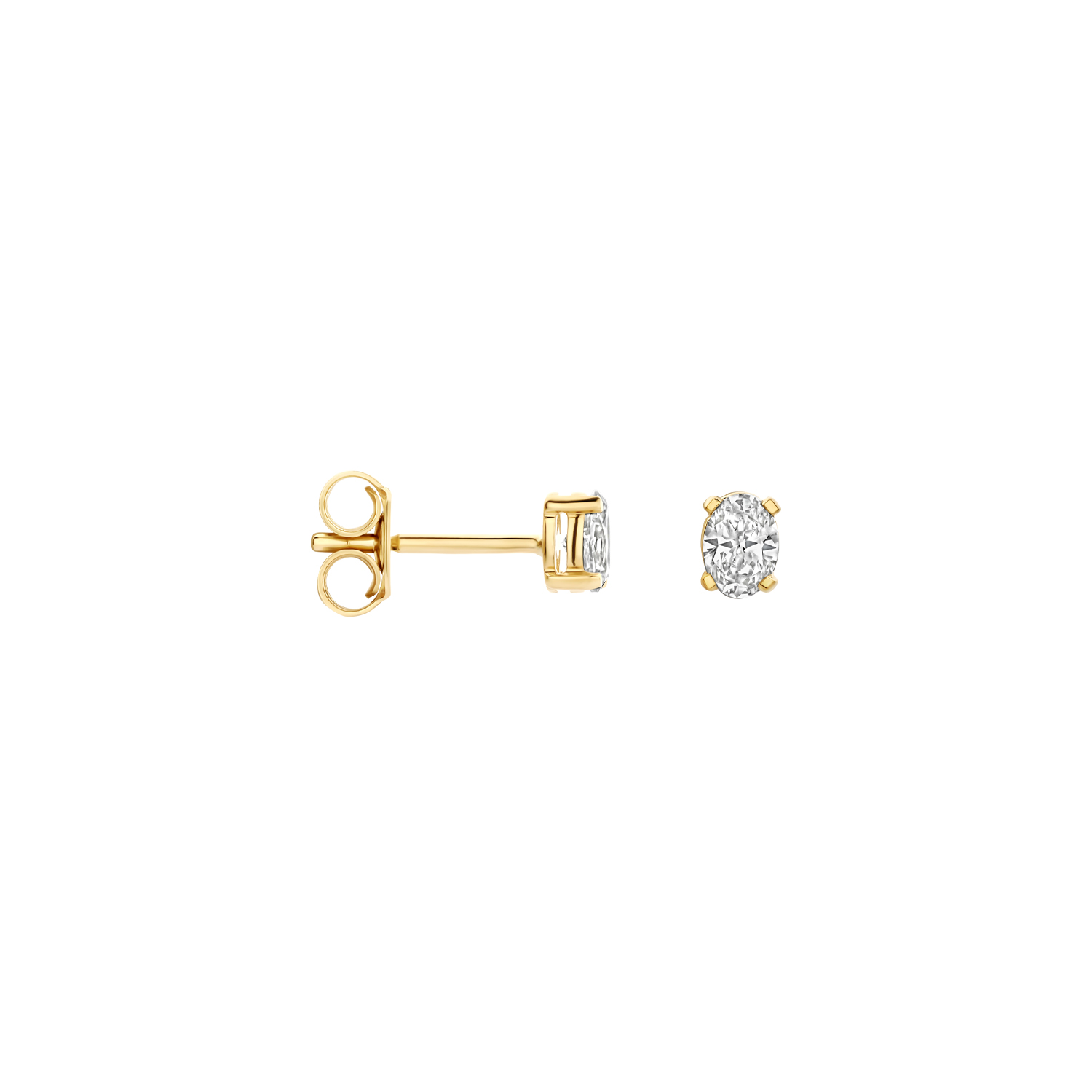 Blush Geelgouden oorknoppen ovaale LAB diamant 2x0.15 TW/VS