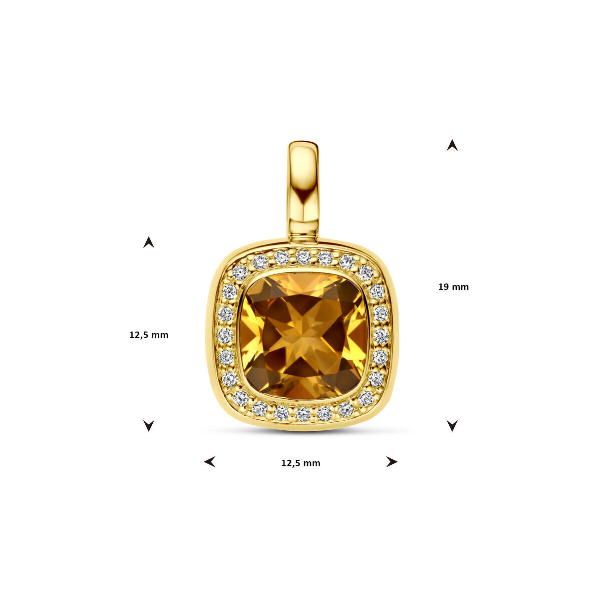 Geelgouden diamant citrien hanger - Afbeelding 4