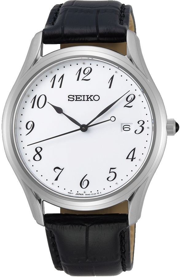 Seiko staal herenhorloge lederen band