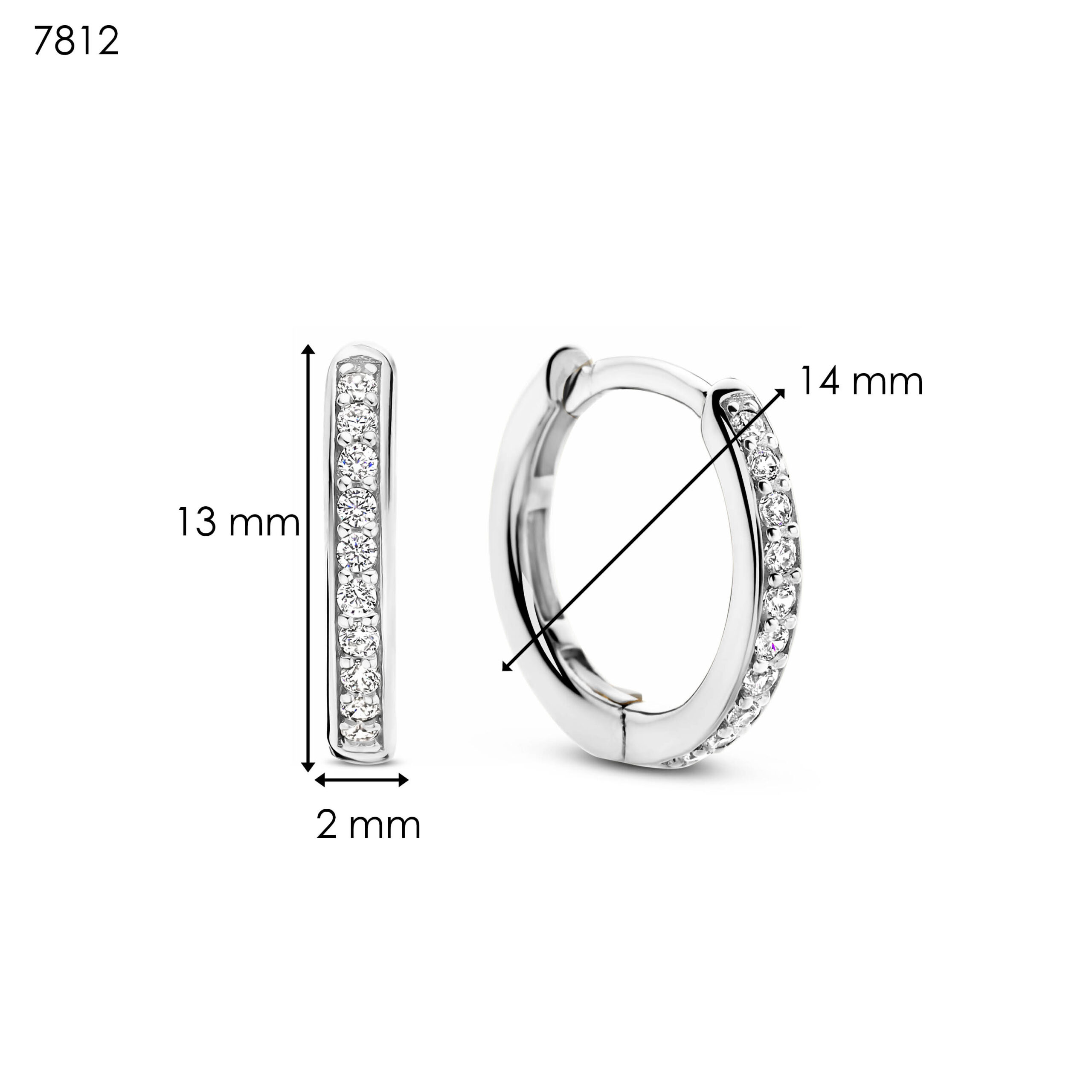Tisento zilver oorringen zirkonia - Afbeelding 2