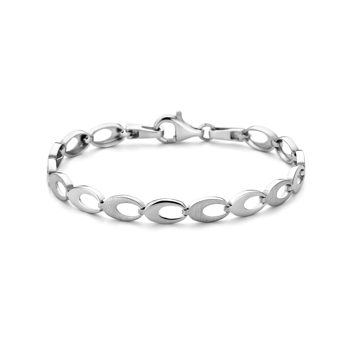 Ziveren armband fantasie deels gematteerd 18.5cm 6mm