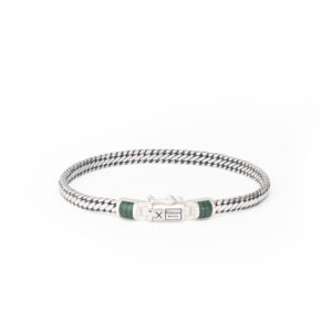 Buddha To Buddha Ben Mini Gemstone Bracelet Silver Malachite maat E