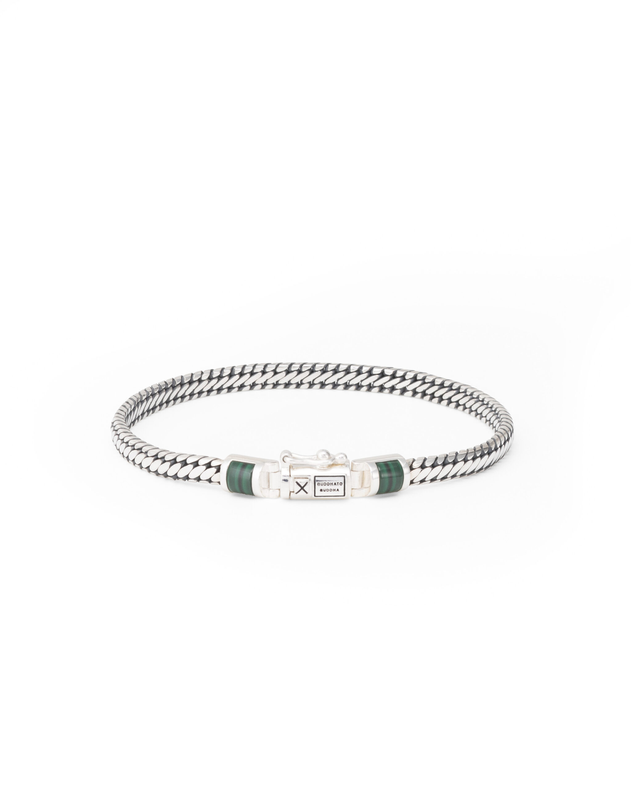 Buddha Ben Mini Gemstone armband Malachiet zilver
