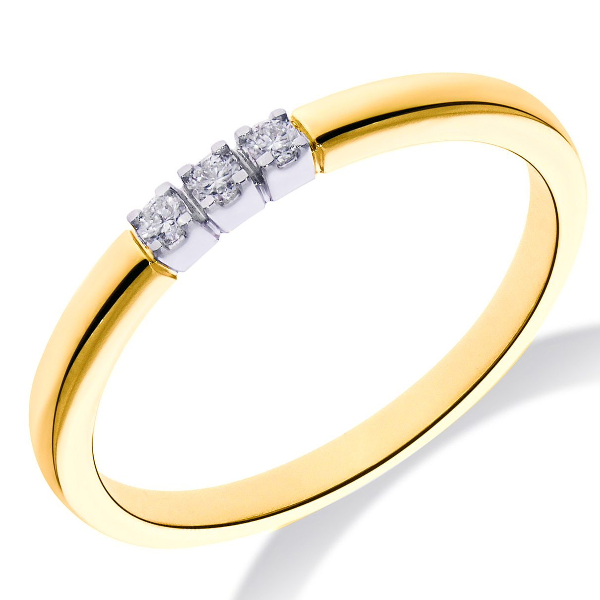 Bi-color gouden alliance-ring 3x0.02 H-SI diamant maat 17,25