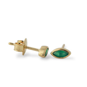 Campur goud op zilver oorknoppen Groene Onyx