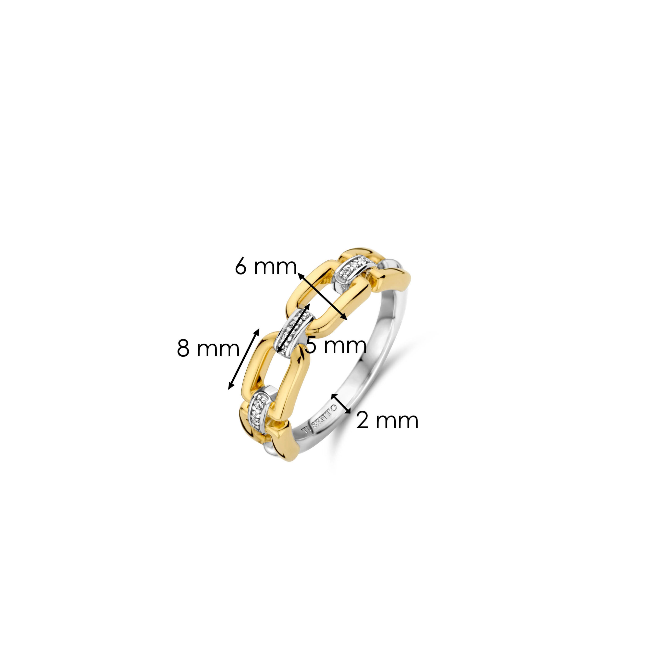 Tisento ring zirkonia goud op zilver maat 54 - Afbeelding 3