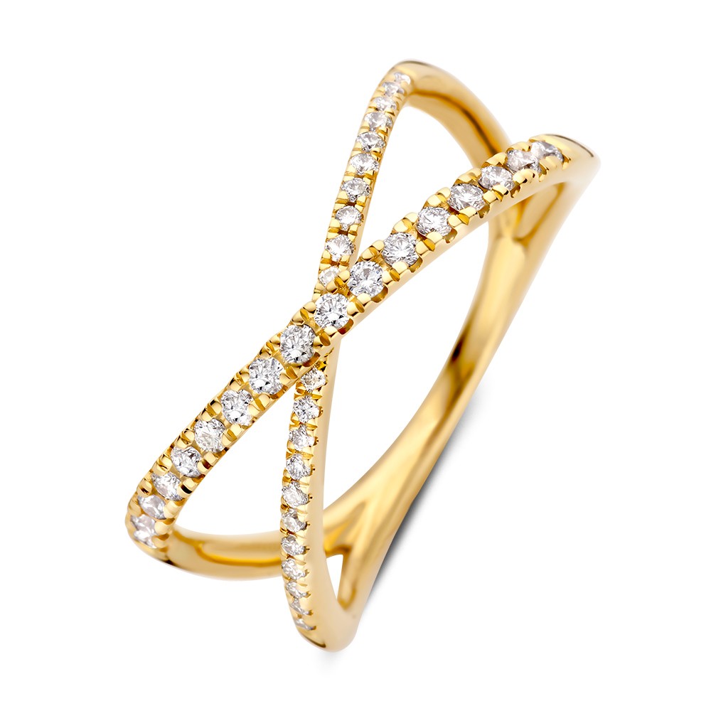 Excellent Geelgouden Crossover ring 0.30 H/SI diamant maat 56