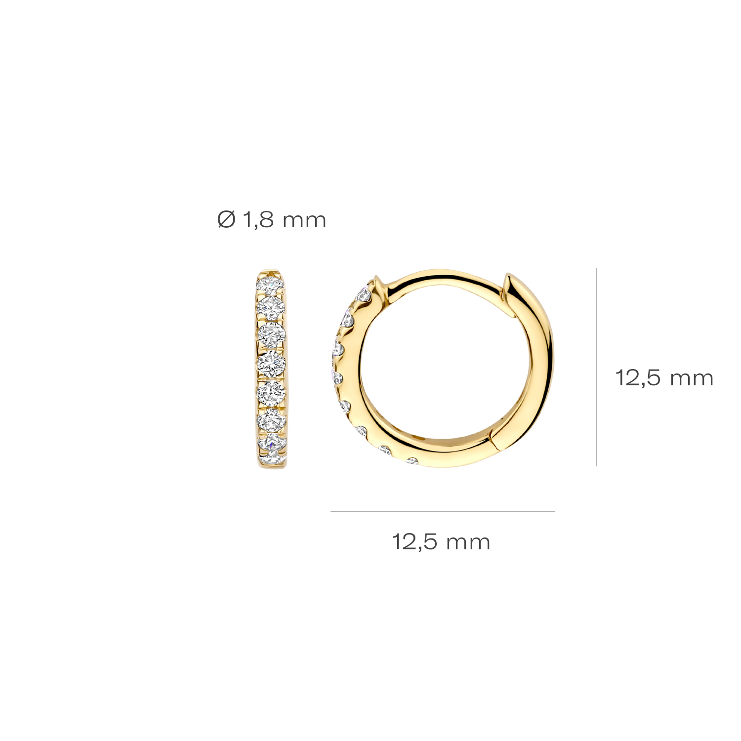 Blush Geelgouden oorringen LAB diamanten 2x0.12 TW/VS - Afbeelding 4