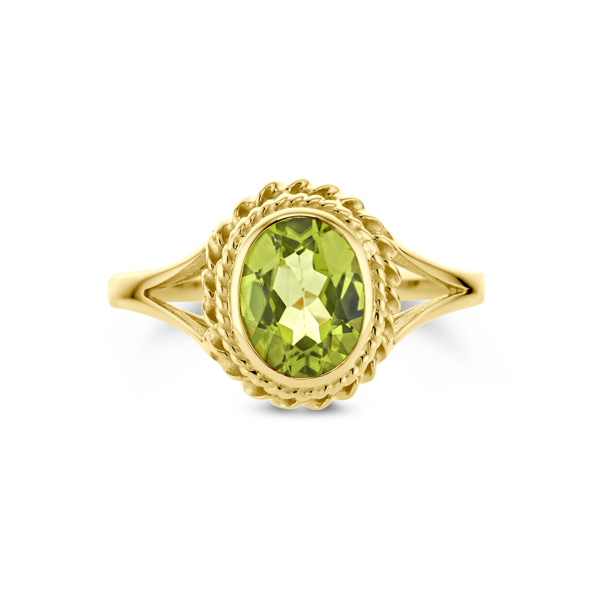 Geelgouden ring met peridot maat 17,25 - Afbeelding 3