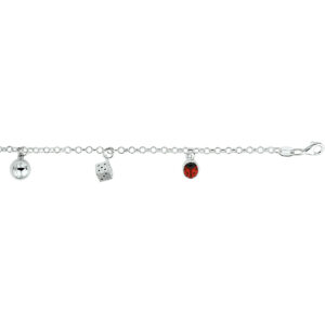 Zilveren bedelarmband 3x bedel 15cm