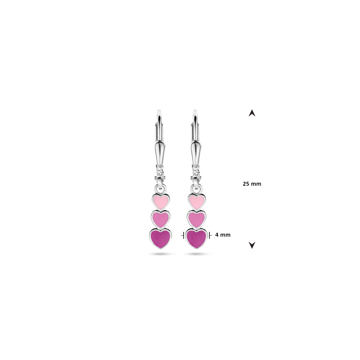 zilver klapoorringen met emaille hart - Afbeelding 4
