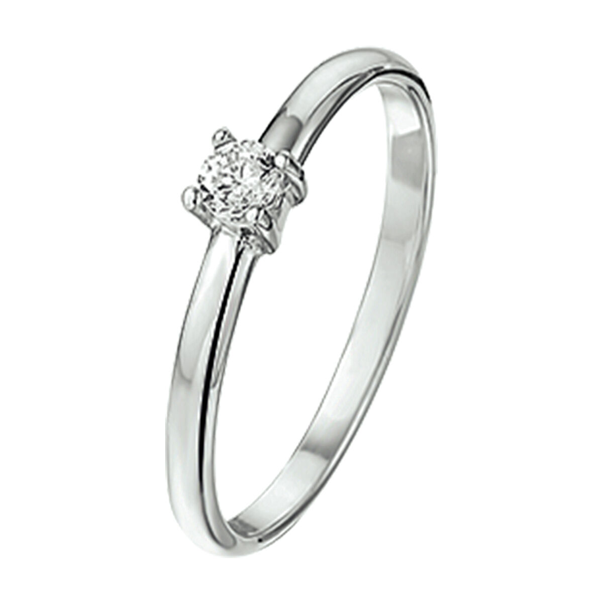 Zilveren ring solitair zirkonia maat 15.25