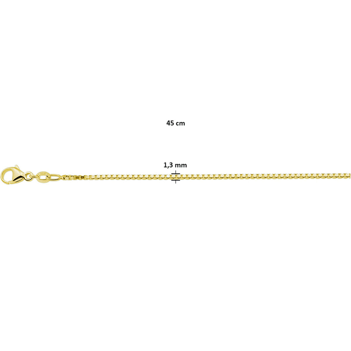 21.03360 KA goud op zilver venetiaans collier 45cm 1,3mm - Afbeelding 3