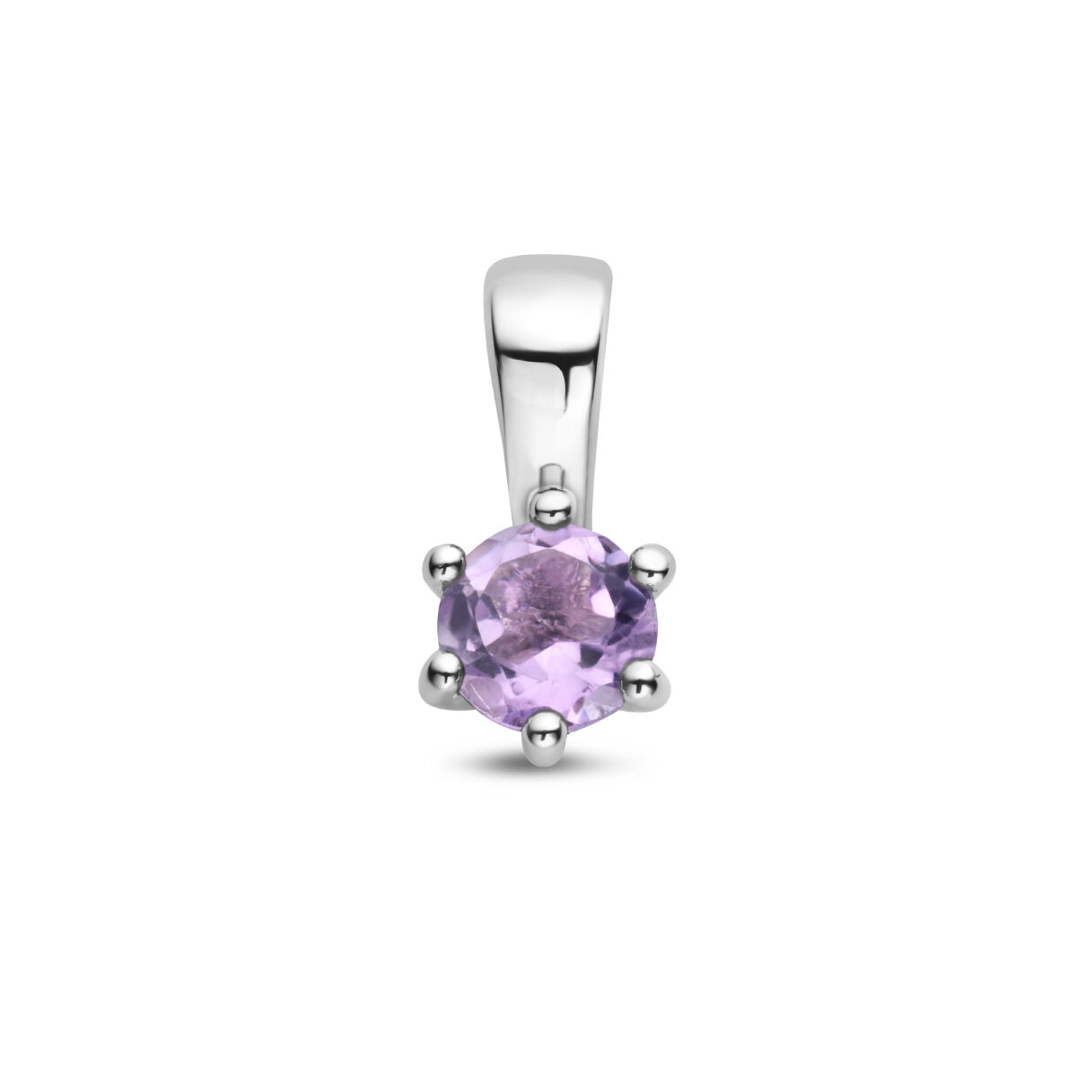 Zilveren hanger amethyst geboortesteen februari