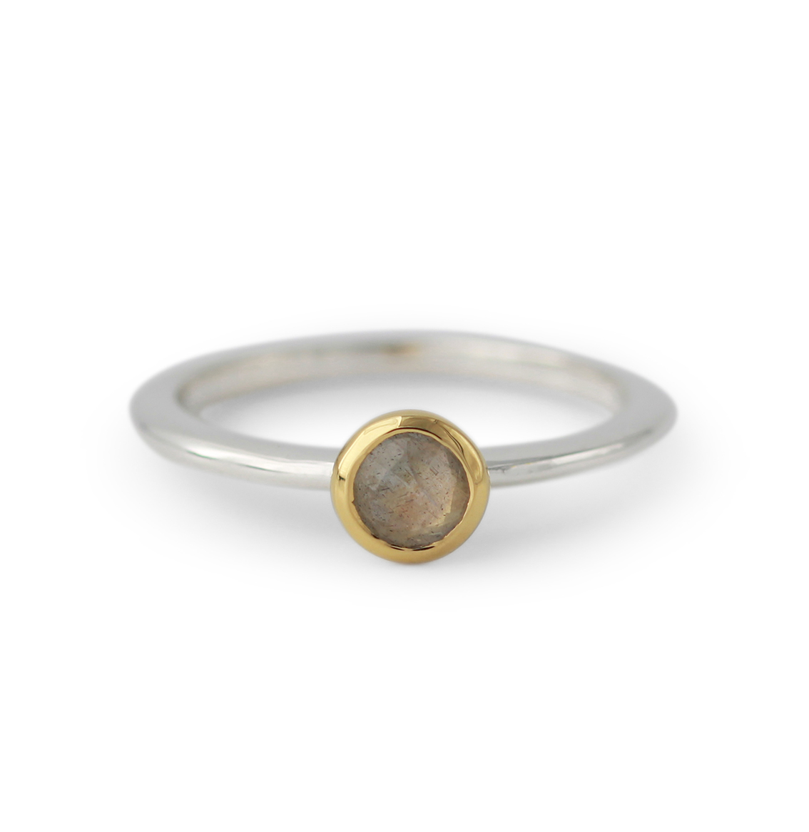 Campur goud op zilver ring Labradoriet maat 56
