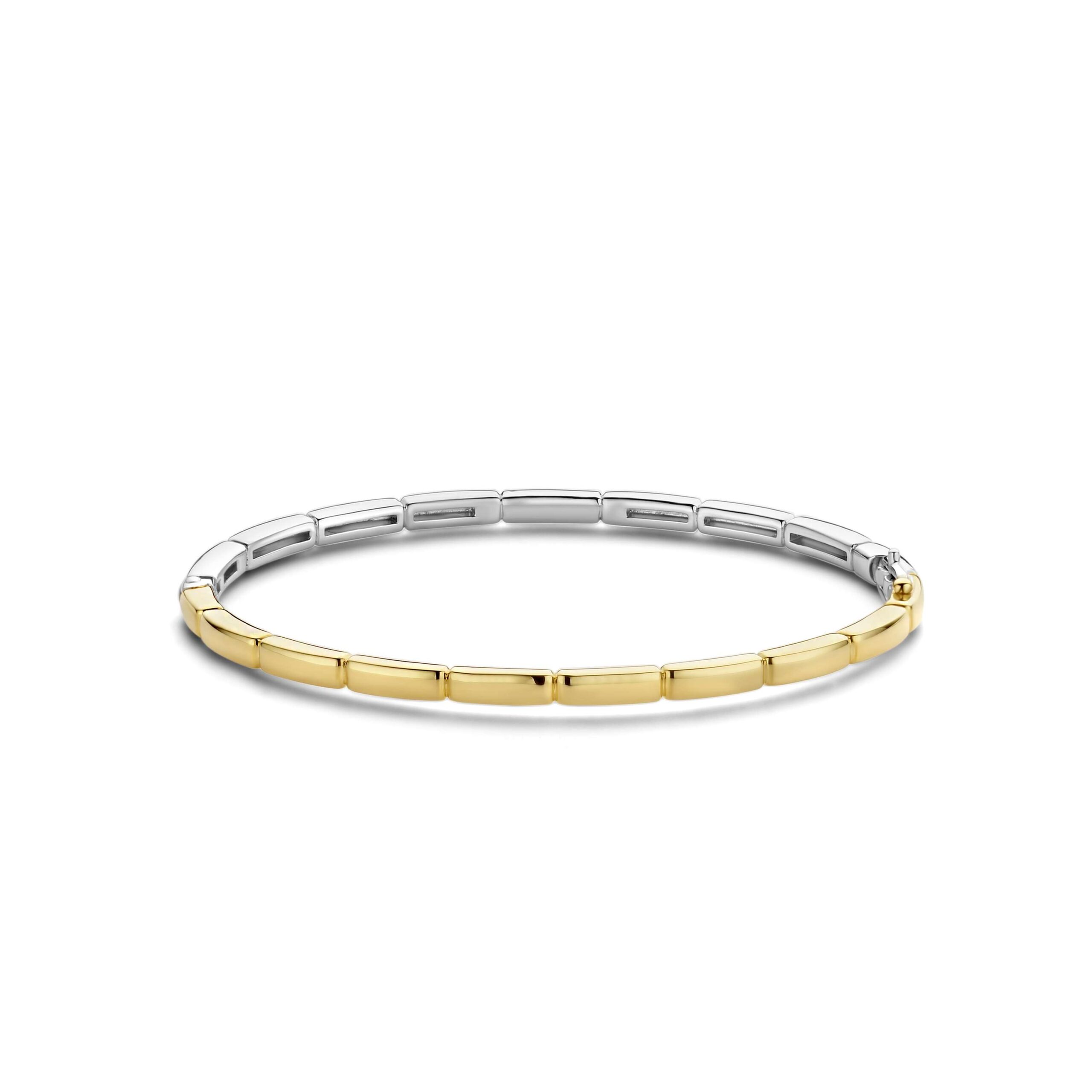 Tisento bangle zilver verguld blokjes maat 60mm - M