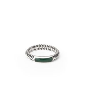 Buddha To Buddha Ben Mini Gemstone Ring Silver Malachite maat 18