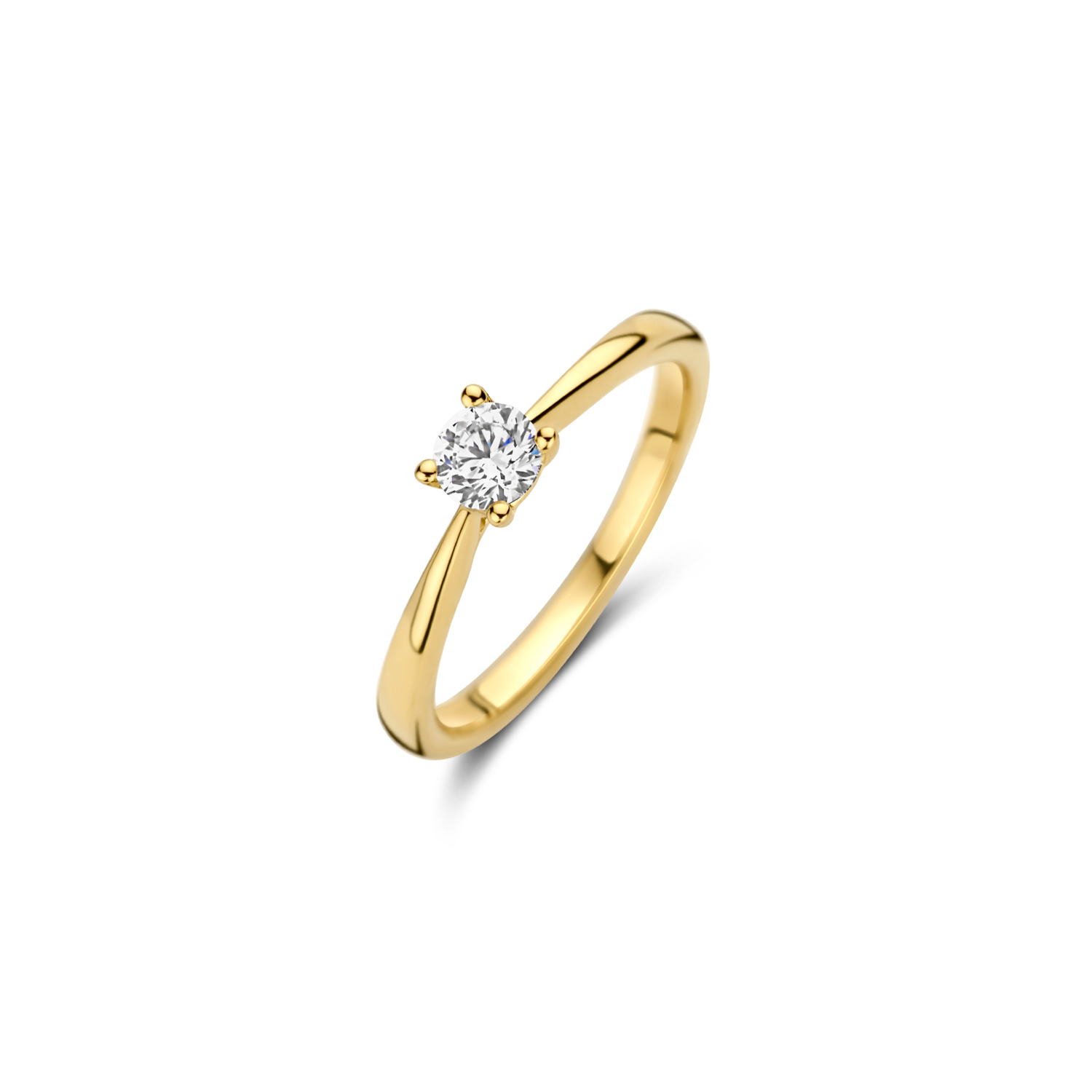 Blush Geelgouden Solitairring met LAB diamant 0.35 TW/VS maat 54