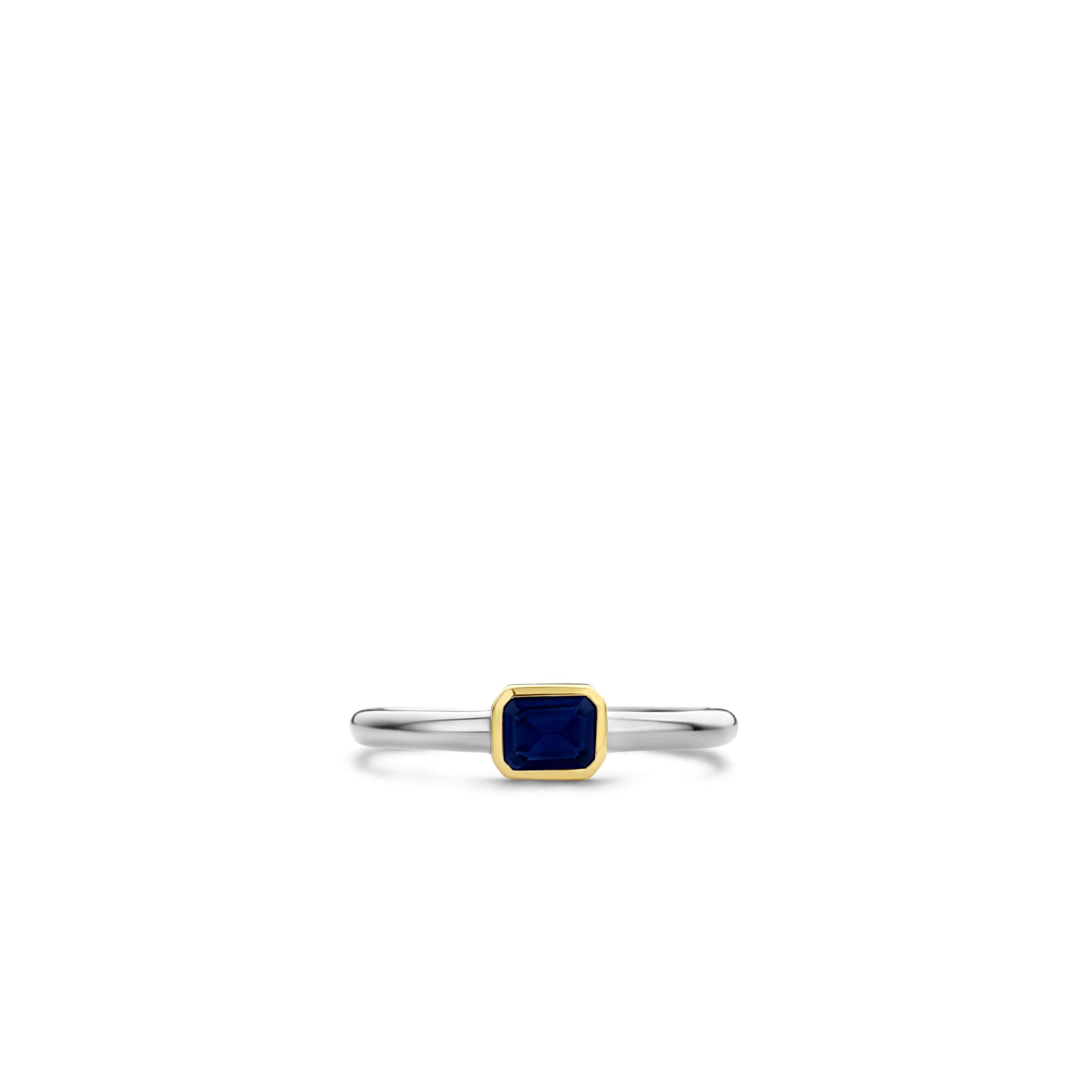 Tisento zilver verguld ring blauw zirkonia maat 56 - Afbeelding 3