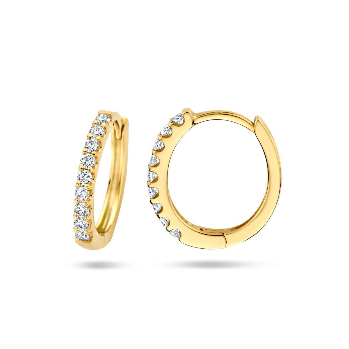 Geelgouden oorringen met diamant 0,20 G SI 12,5mm - Afbeelding 4