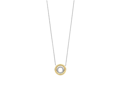 Tisento Zilveren collier met goud op zilver hanger zirkonia